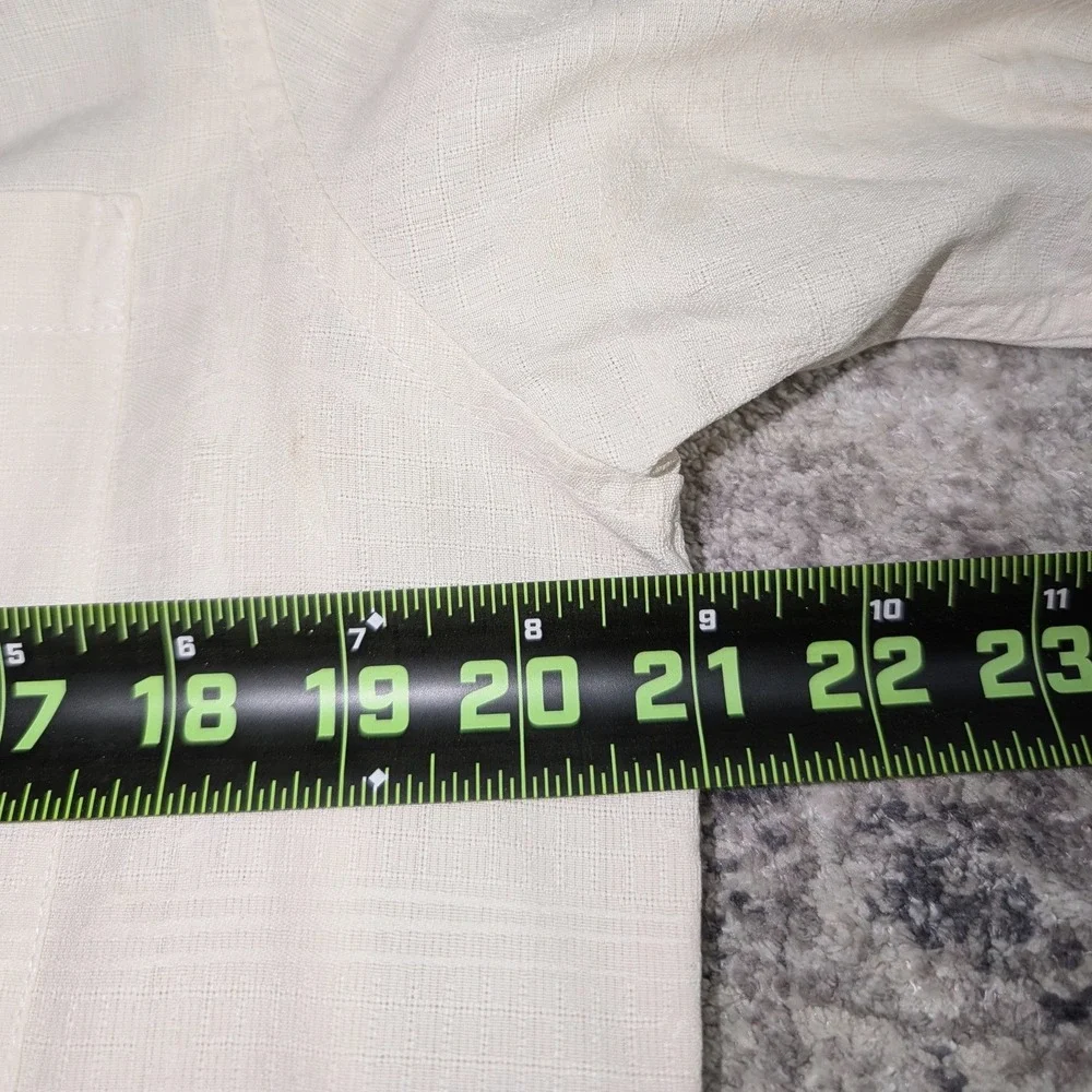 Axcess Silk Shirt M Mens Ivory Cream Short Sleeve Button Down Textured Vintage